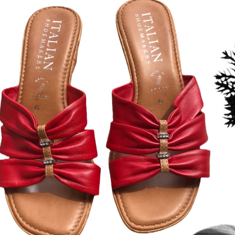 🍃Italian Shoemaker | Red Open Toe Shoes